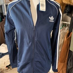Adidas Navy Track Top with White Accents